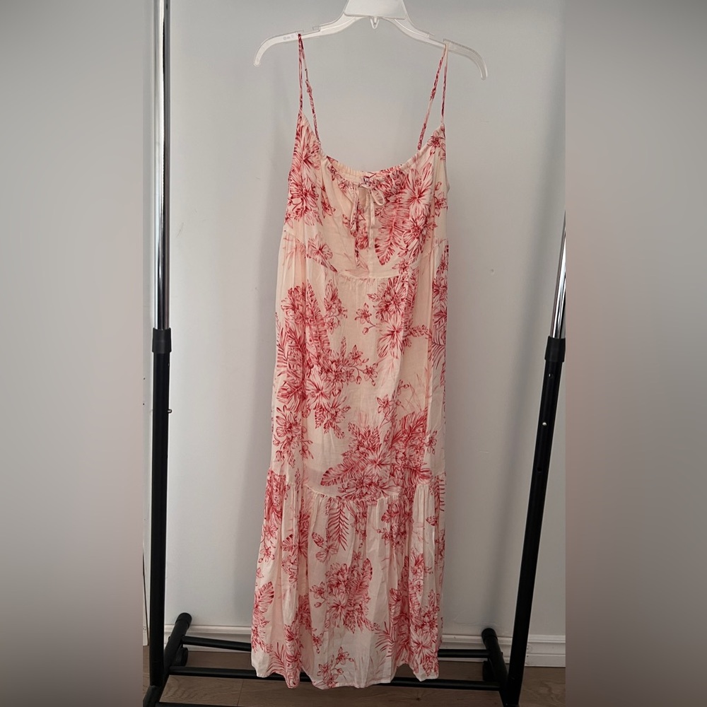 Floral Pink and White Maxi Swing Sundress